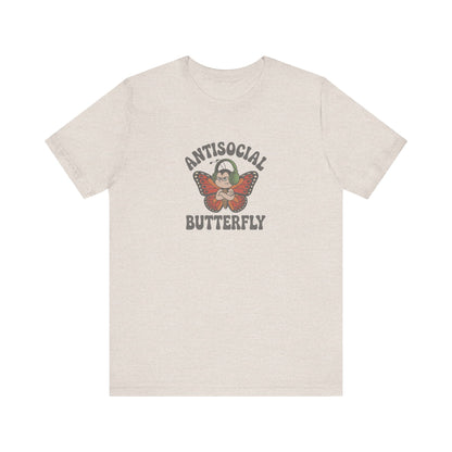 Antisocial Butterfly (Male) — Retro Workout Tee (Light)