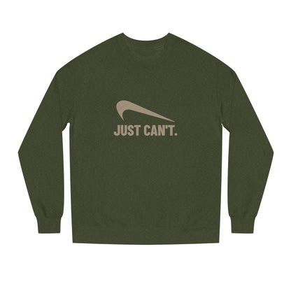 Just Can’t Athletic Parody — Retro Workout Sweatshirt (Dark)