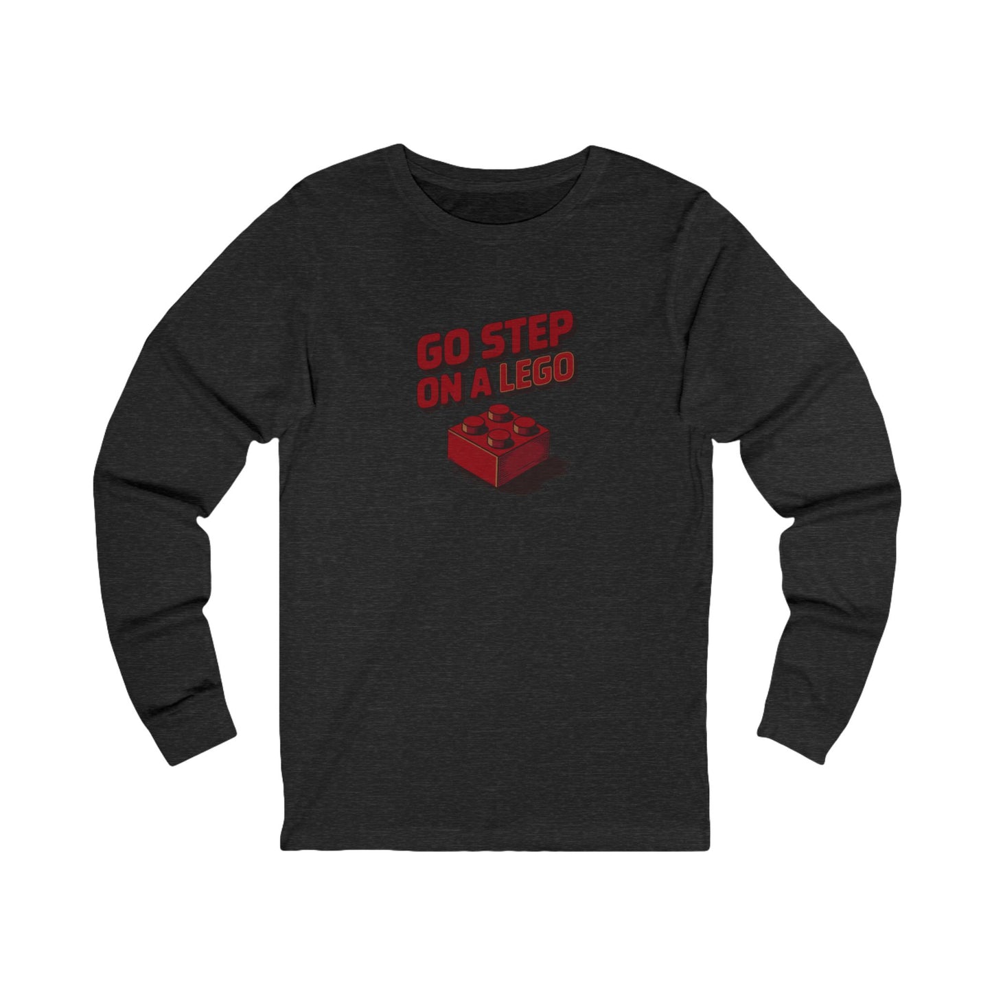 Go Step on a LEGO — Red Plastic Brick Retro Long Sleeve (Dark)