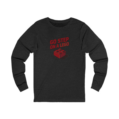 Go Step on a LEGO — Red Plastic Brick Retro Long Sleeve (Dark)