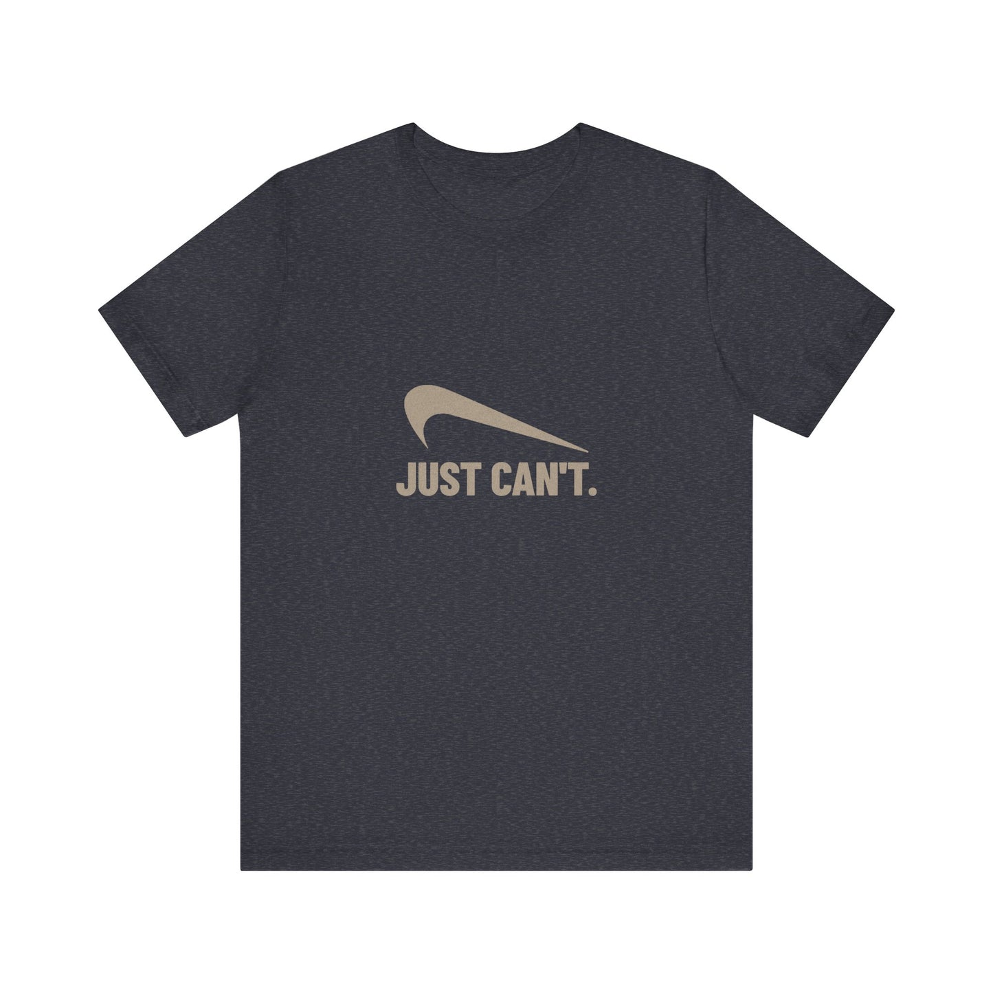 Just Can’t Athletic Parody — Retro Workout Tee (Dark)