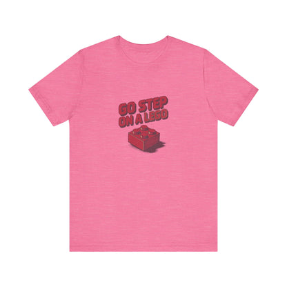 Go Step on a LEGO — Red Plastic Brick Retro Tee (Light)