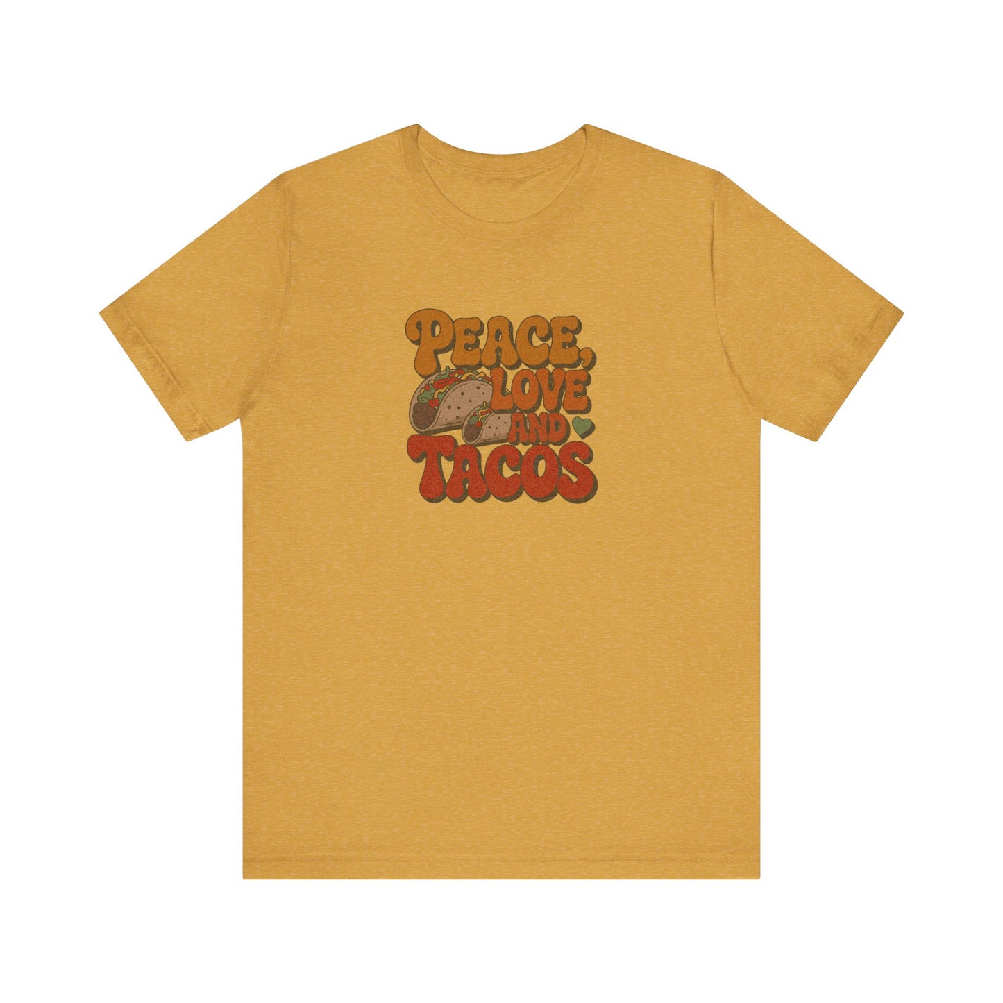 Peace, Love, and Tacos — Retro Foodie Tee (Light)