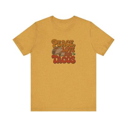 Peace, Love, and Tacos — Retro Foodie Tee (Light)