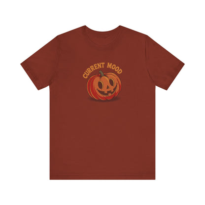 Current Mood (Cute Pumpkin) — Retro Halloween Tee (Dark)