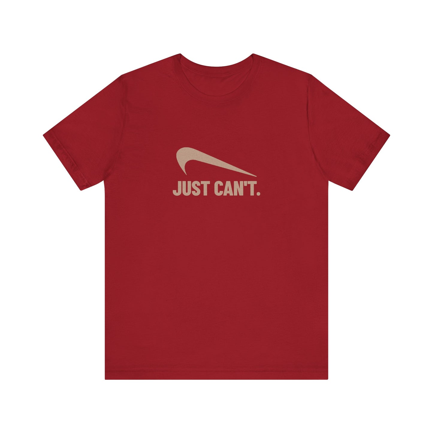 Just Can’t Athletic Parody — Retro Workout Tee (Dark)