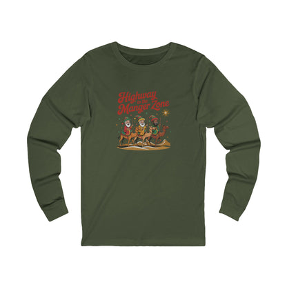 Highway to the Manger Zone — Top Gun-Inspired Christmas Long Sleeve (Dark)