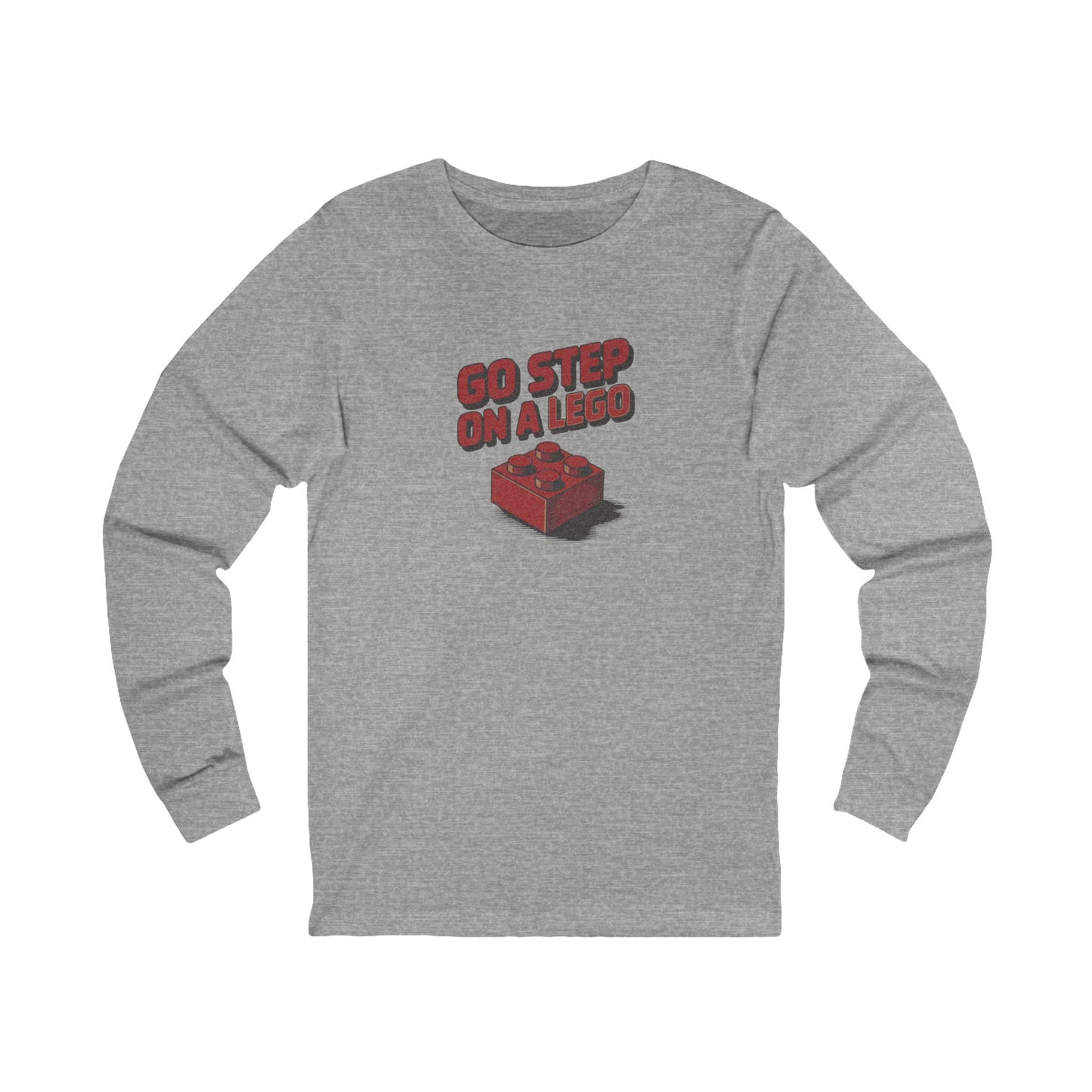 Go Step on a LEGO — Red Plastic Brick Retro Long Sleeve (Light)