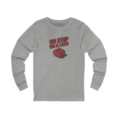 Go Step on a LEGO — Red Plastic Brick Retro Long Sleeve (Light)