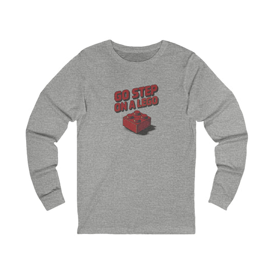 Go Step on a LEGO — Red Plastic Brick Retro Long Sleeve (Light)