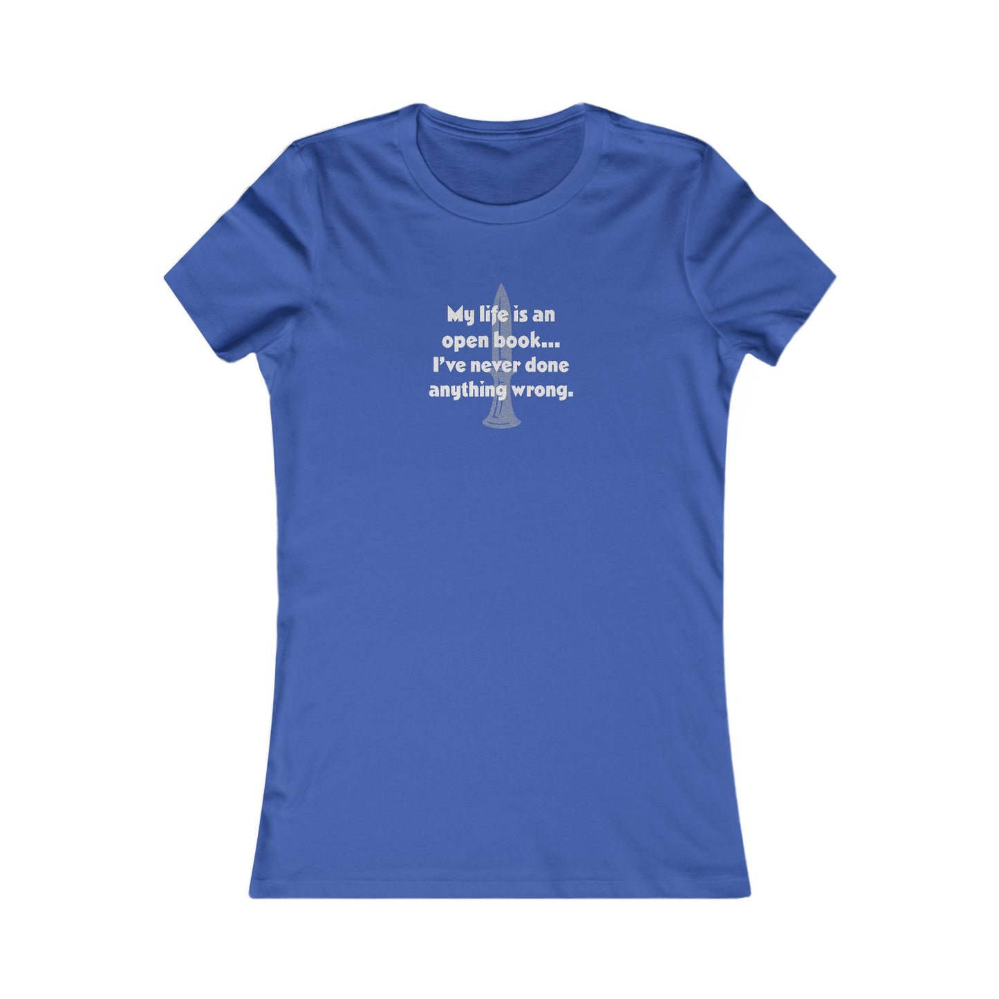 My Life Is an Open Book, I've Never Done Anything Wrong — Clue Retro Women's Tee (Dark)