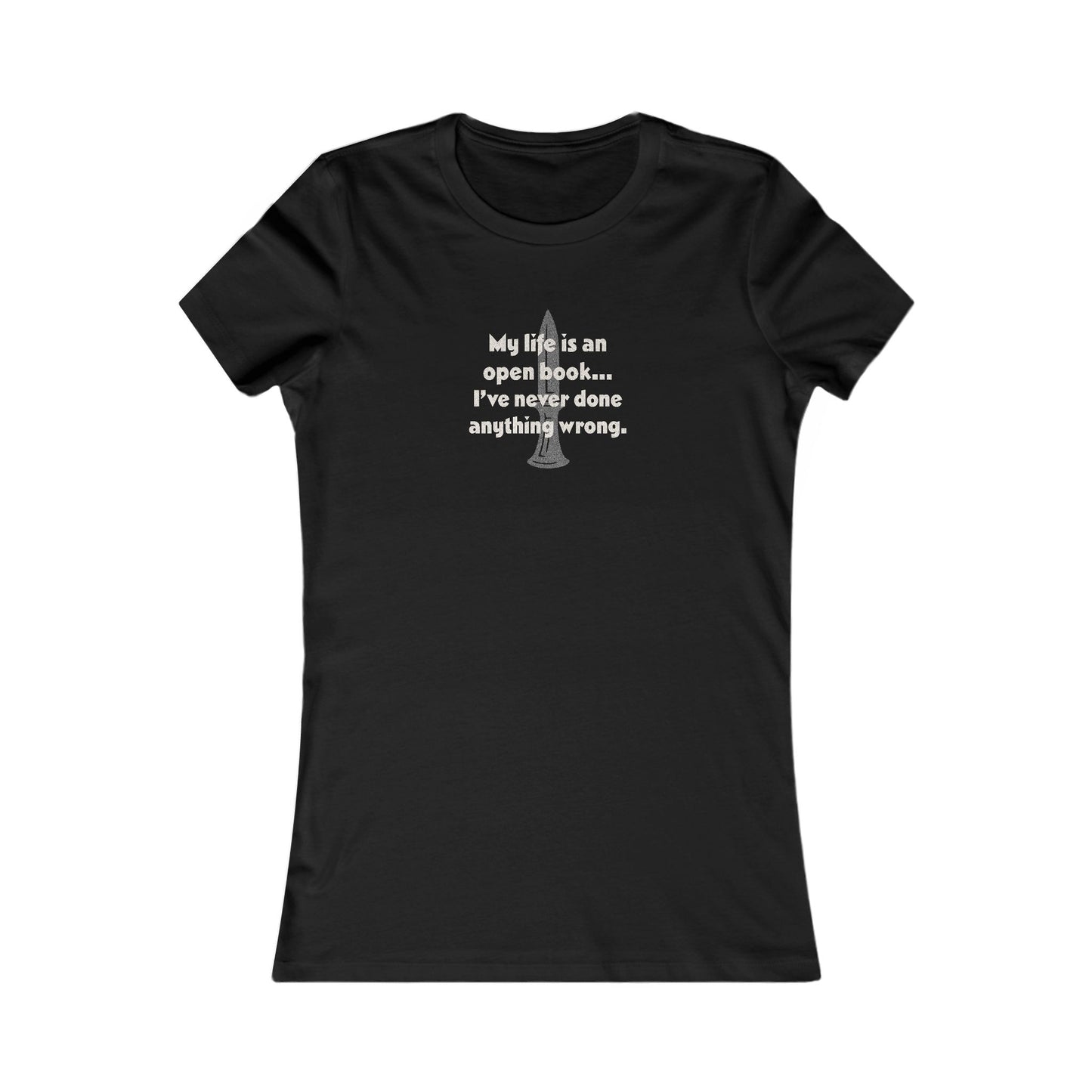 My Life Is an Open Book, I've Never Done Anything Wrong — Clue Retro Women's Tee (Dark)