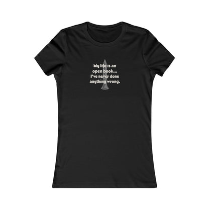 My Life Is an Open Book, I've Never Done Anything Wrong — Clue Retro Women's Tee (Dark)