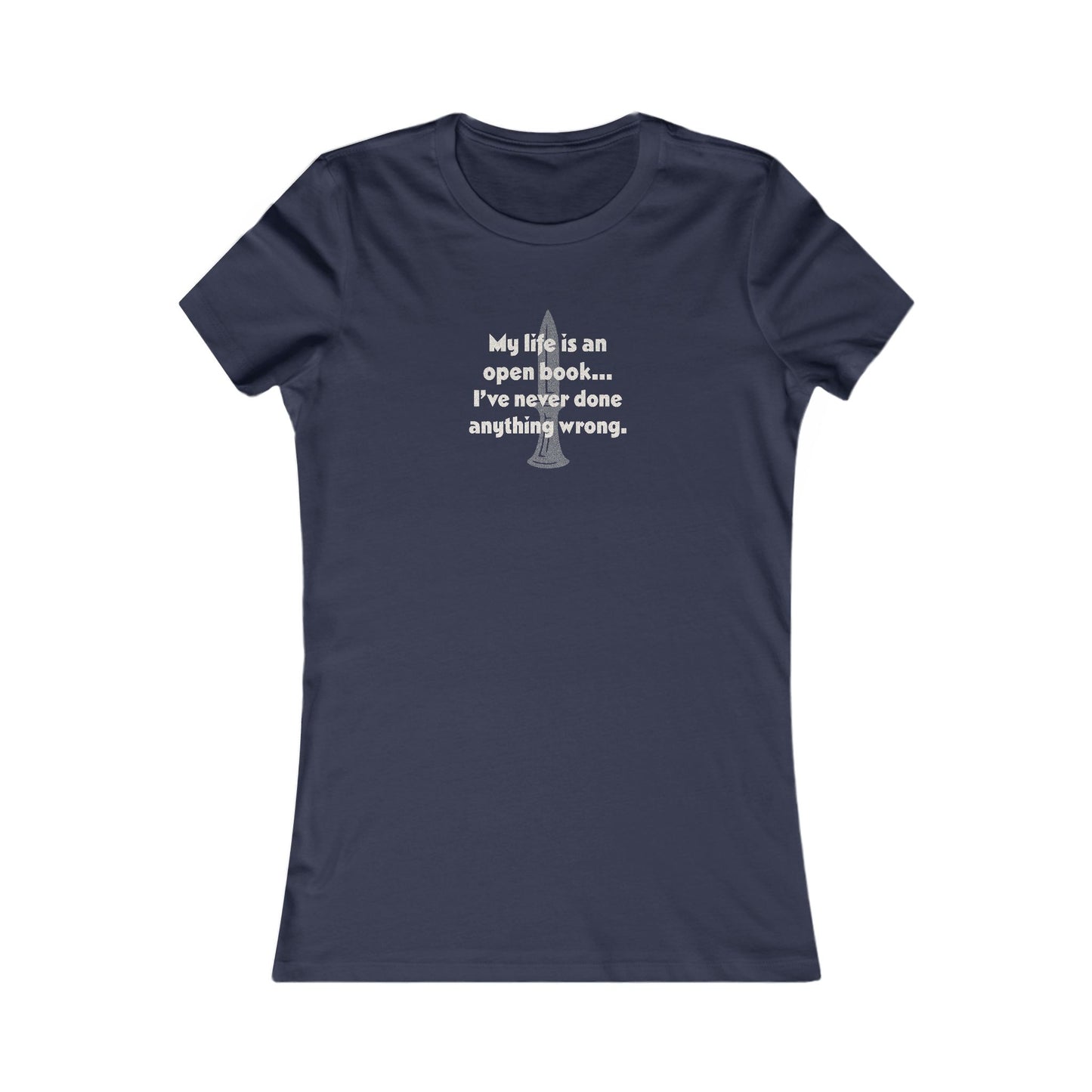 My Life Is an Open Book, I've Never Done Anything Wrong — Clue Retro Women's Tee (Dark)