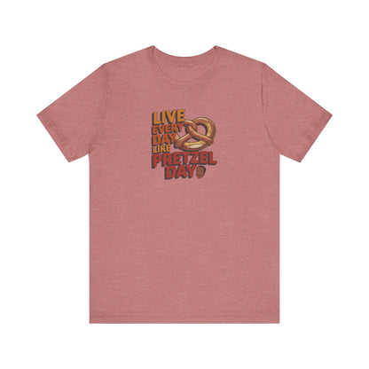 Live Every Day Like Pretzel Day — Stanley Hudson Retro Tee (Light)