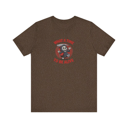 What a Time to Be Alive (Cute) — Lil Reaper Retro Tee (Dark)