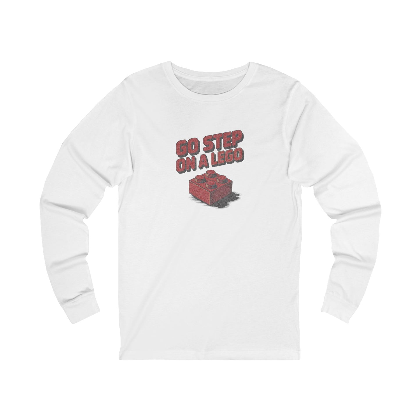 Go Step on a LEGO — Red Plastic Brick Retro Long Sleeve (Light)