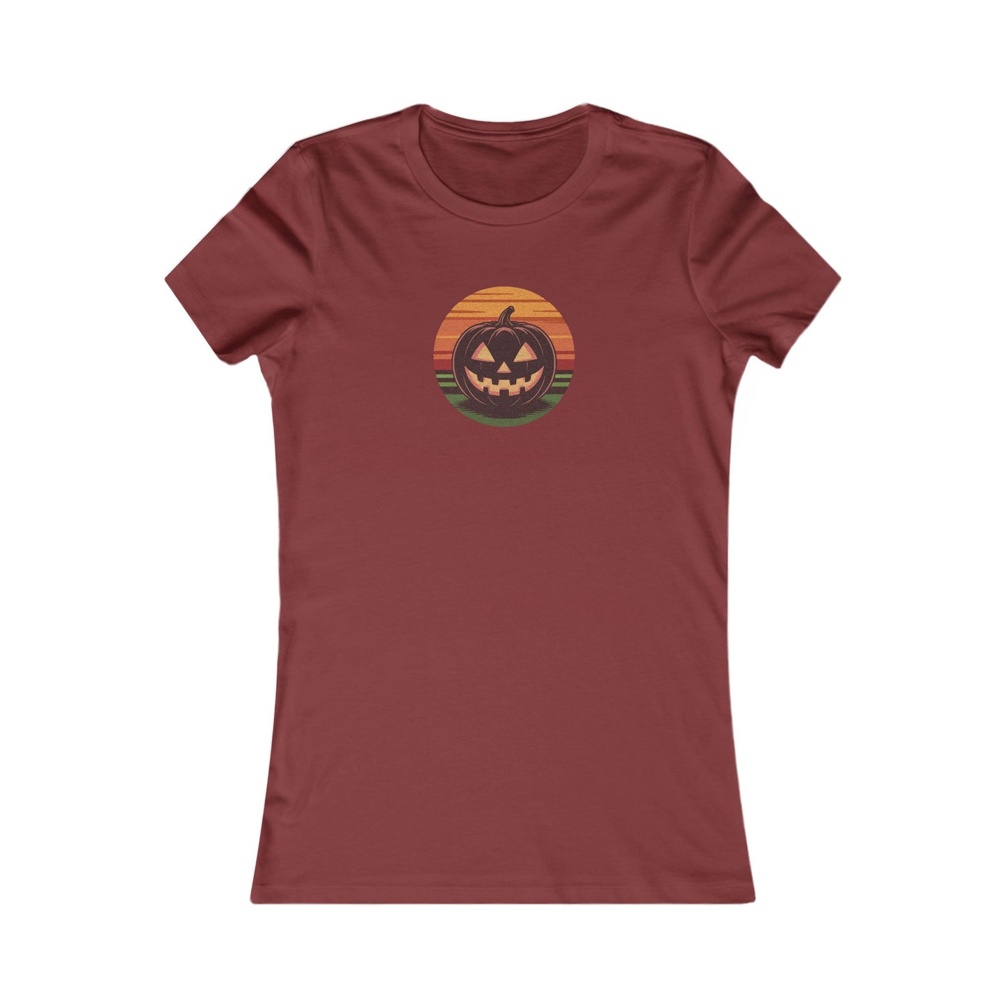 Retro Jack: Glowing Classic — Halloween Sunset Women's Tee (Dark)