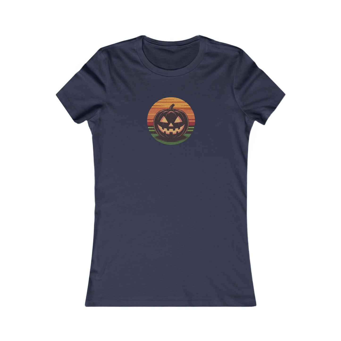 Retro Jack: Glowing Classic — Halloween Sunset Women's Tee (Dark)