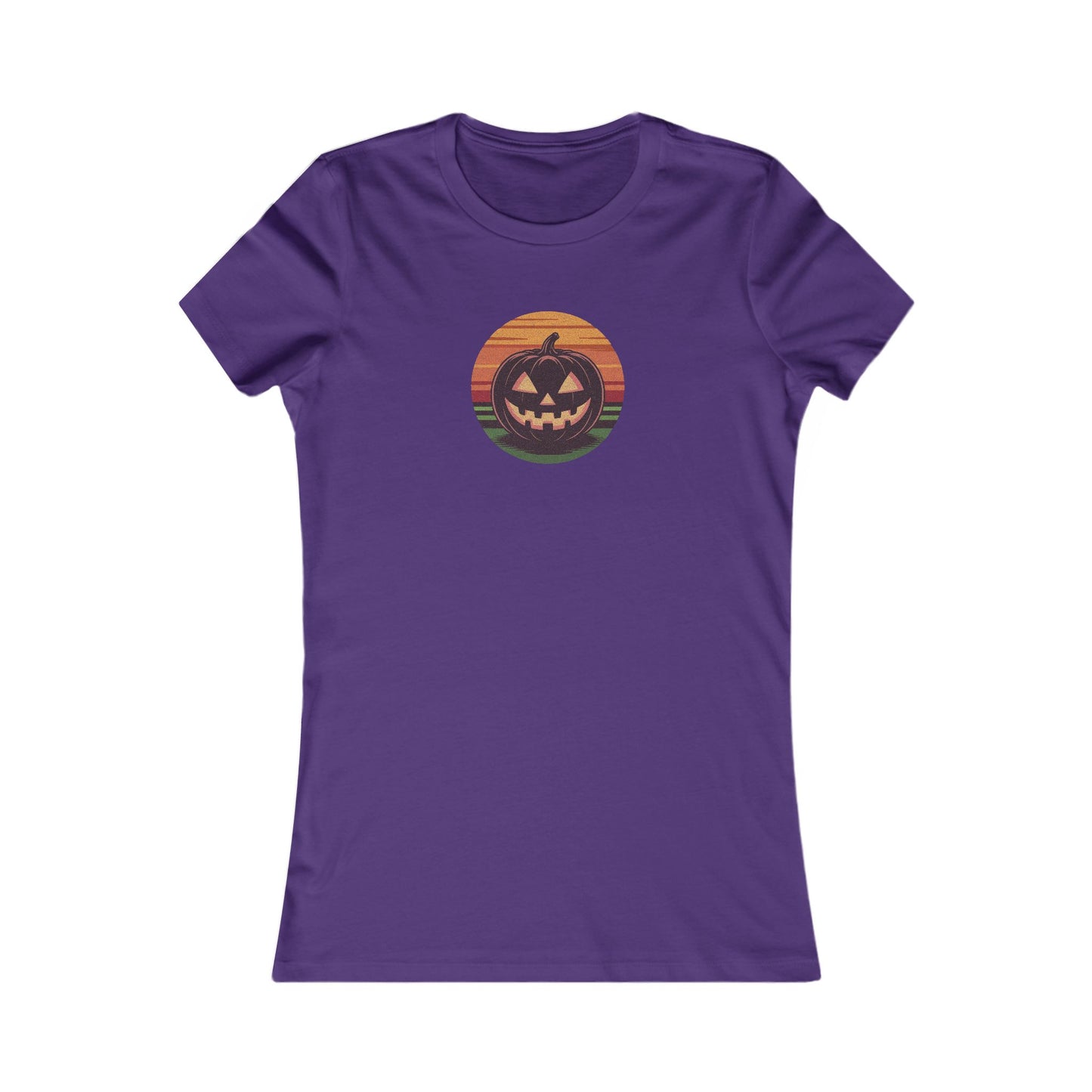 Retro Jack: Glowing Classic — Halloween Sunset Women's Tee (Dark)