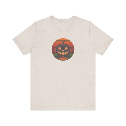 Retro Jack: Bold Grin — Halloween Sunset Tee (Light)