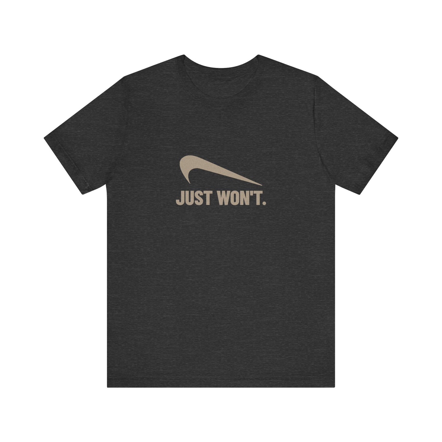 Just Won’t Athletic Parody — Retro Workout Tee (Dark)