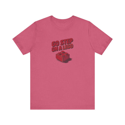 Go Step on a LEGO — Red Plastic Brick Retro Tee (Light)