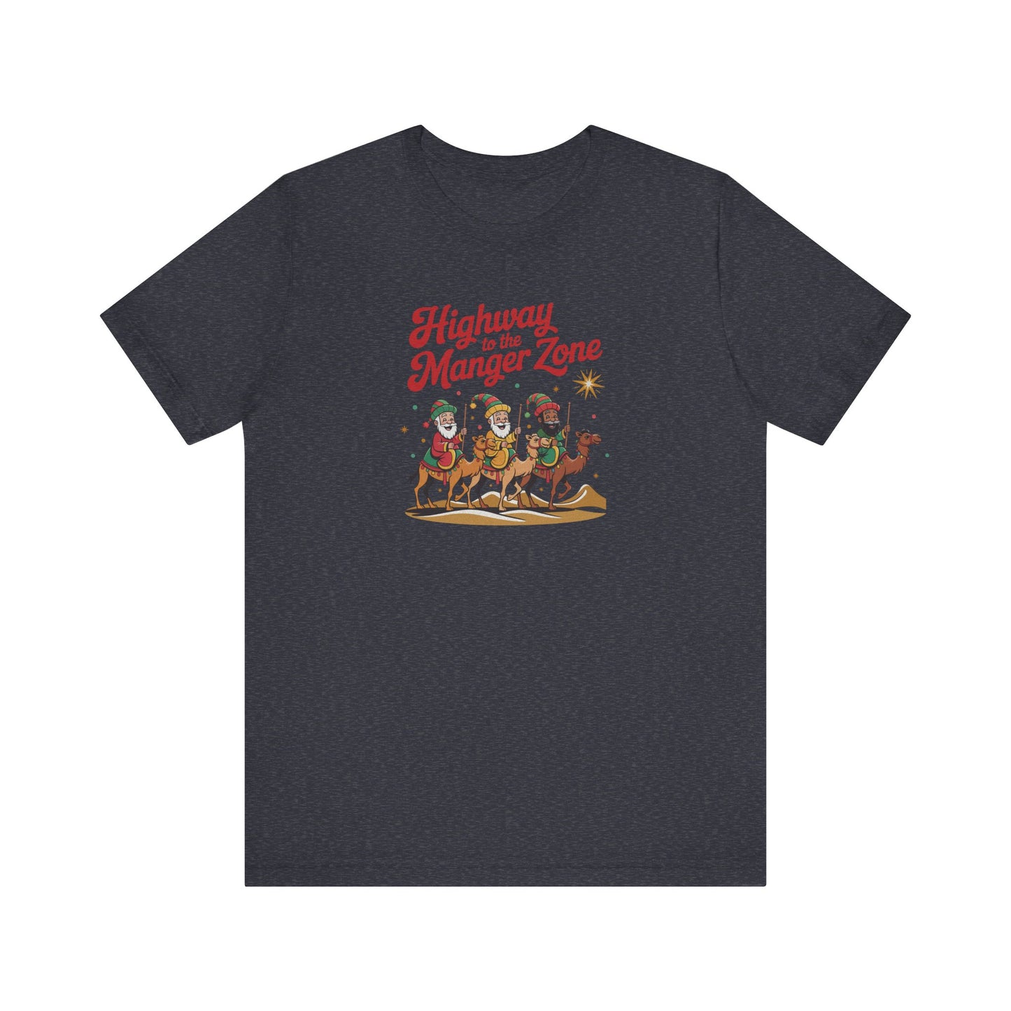 Highway to the Manger Zone — Top Gun Christmas Retro Tee (Dark)