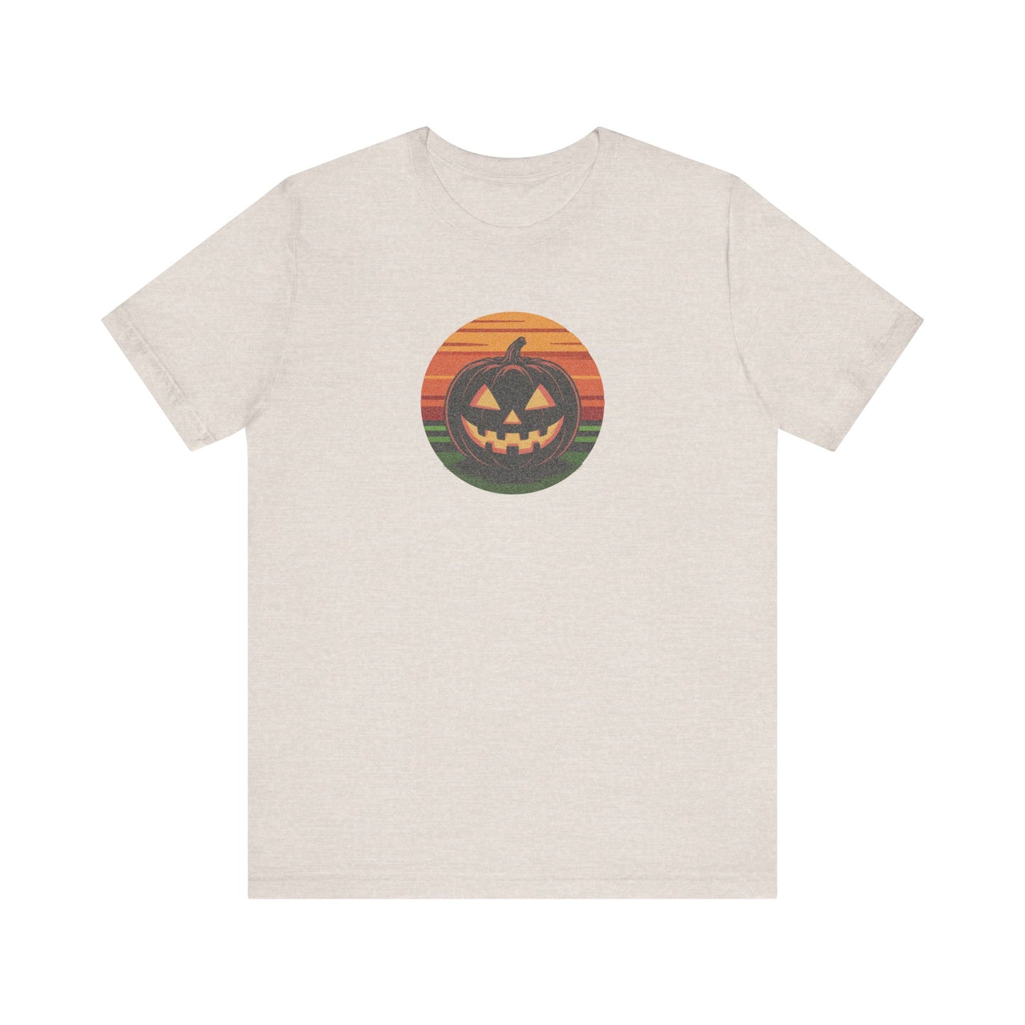 Retro Jack: Glowing Classic — Halloween Sunset Tee (Light)
