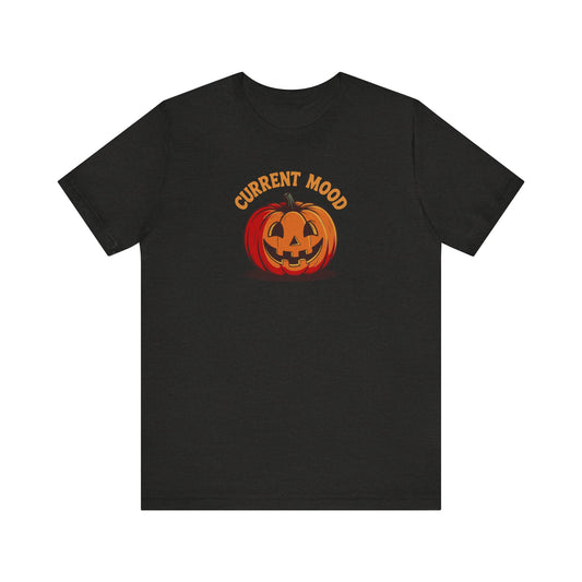 Current Mood (Classic Pumpkin) — Retro Halloween Tee (Dark)