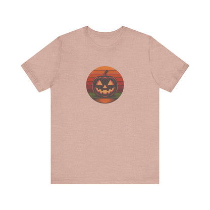 Retro Jack: Bold Grin — Halloween Sunset Tee (Light)