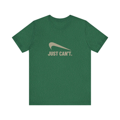 Just Can’t Athletic Parody — Retro Workout Tee (Dark)