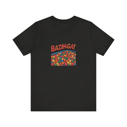 Bazinga! Ball Pit — Big Bang Theory Retro Tee (Dark)