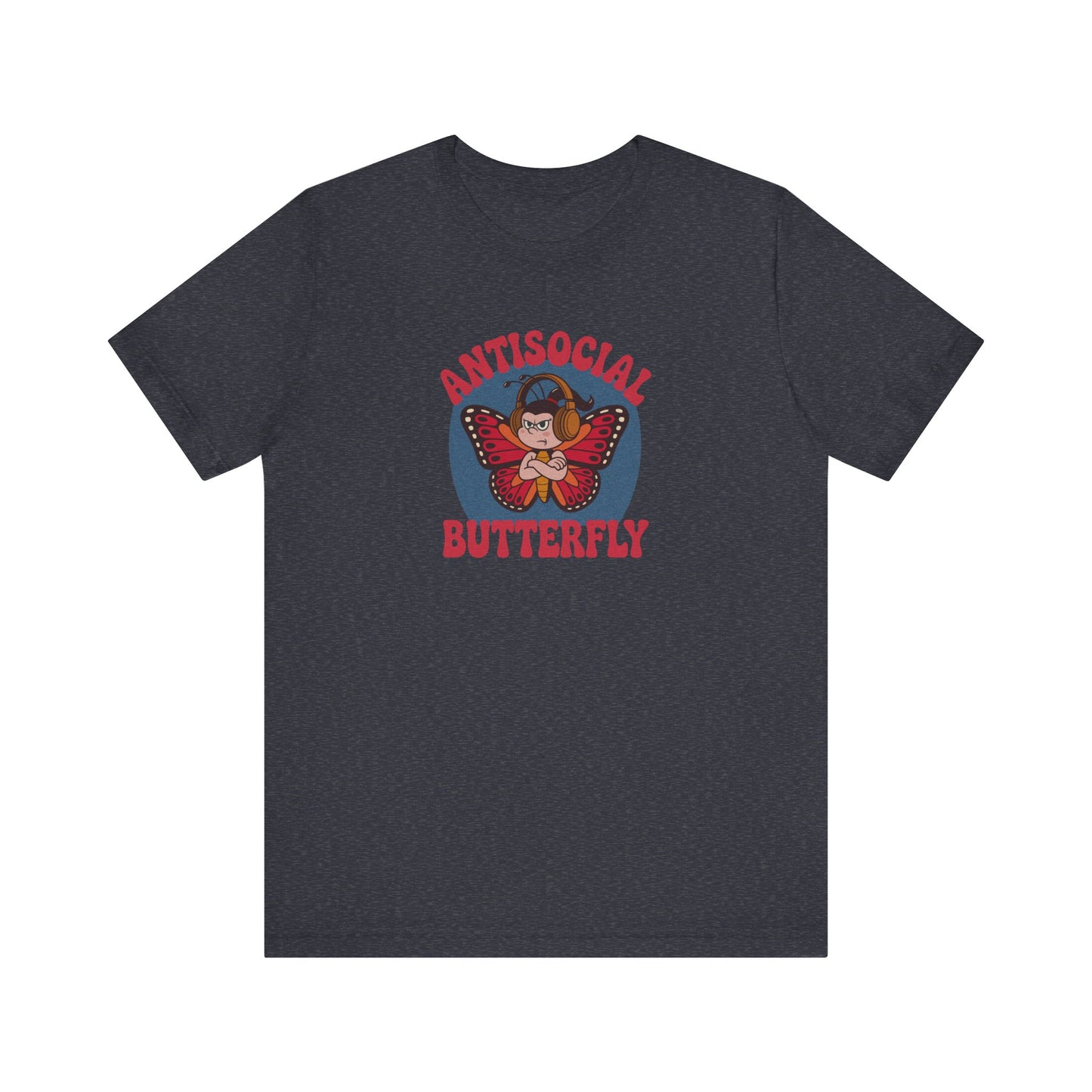 Antisocial Butterfly (Female) — Retro Workout Tee (Dark)
