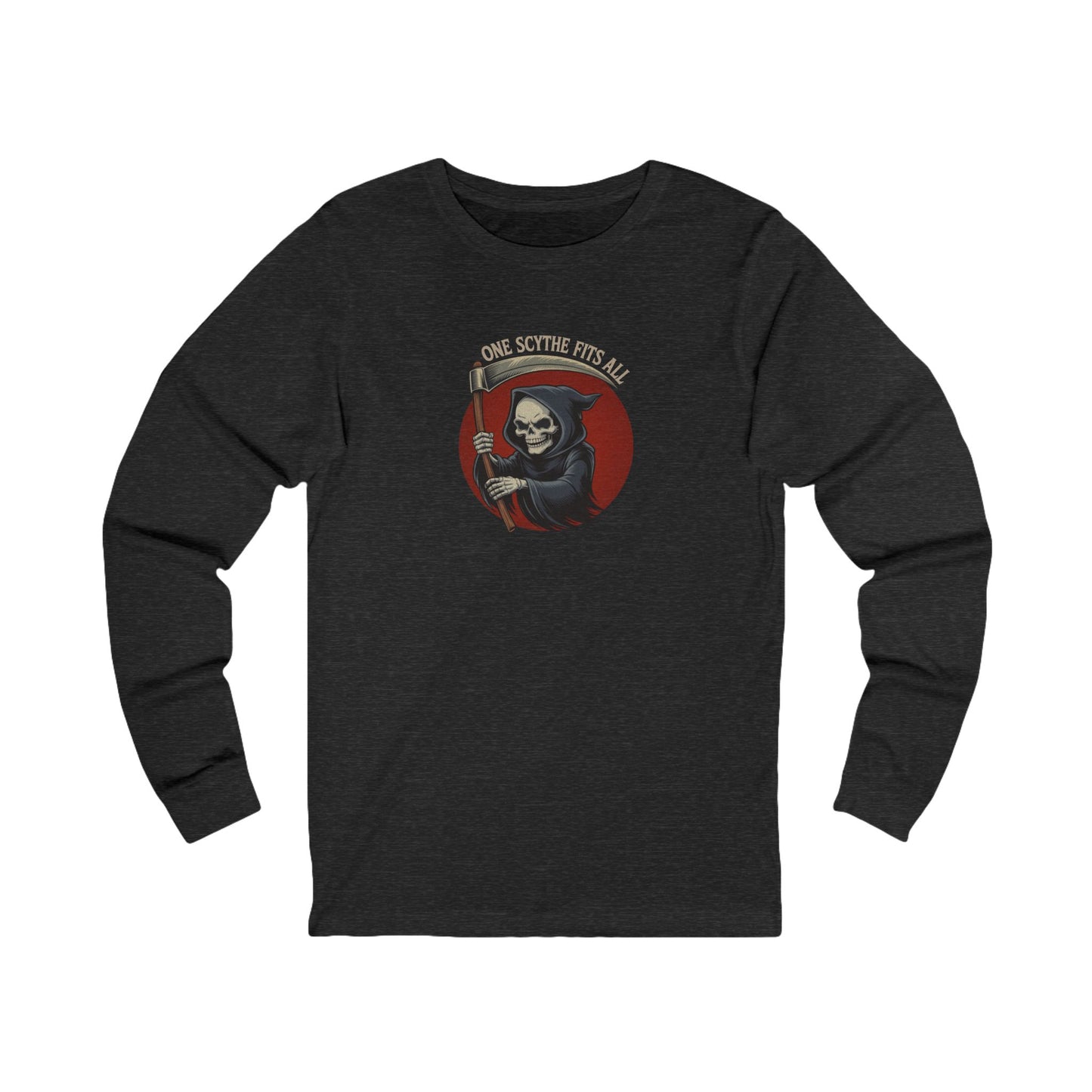 One Scythe Fits All — Grim Reaper Retro Long Sleeve (Dark)