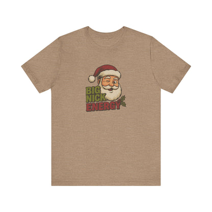 Big Nick Energy — Retro Santa Christmas Tee (Light)