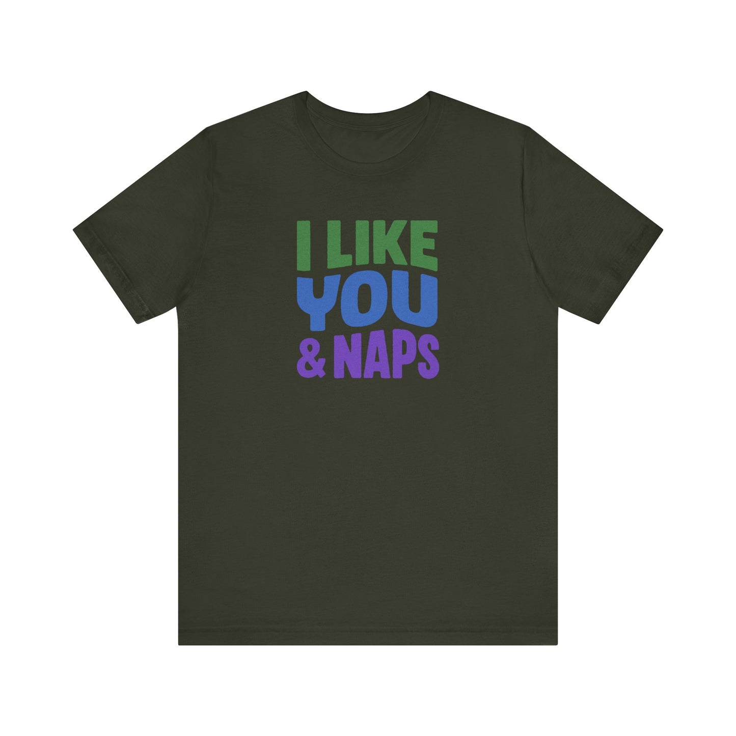 I Like You & Naps (Cool Gradient) — Retro Loungewear Tee (Dark)