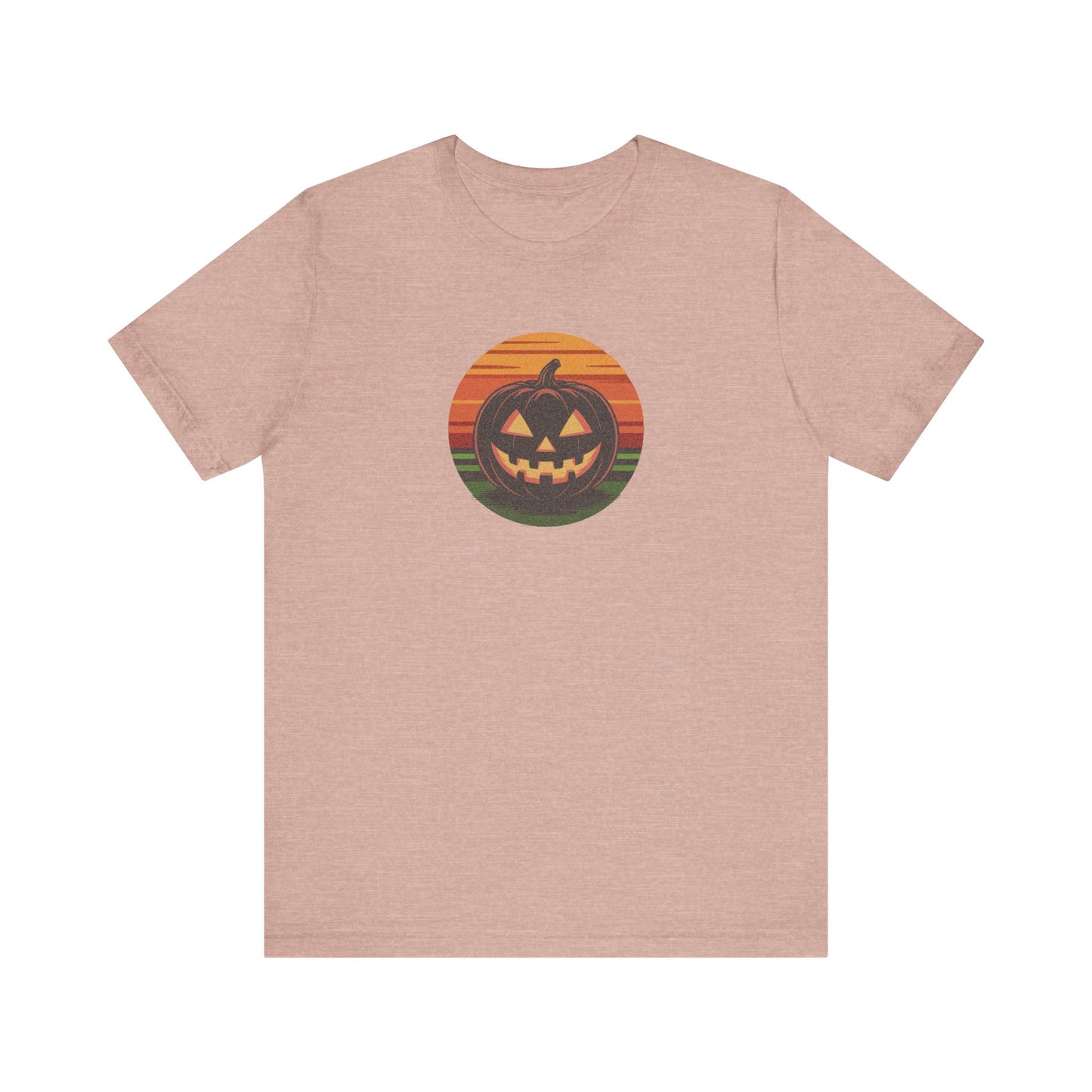 Retro Jack: Glowing Classic — Halloween Sunset Tee (Light)