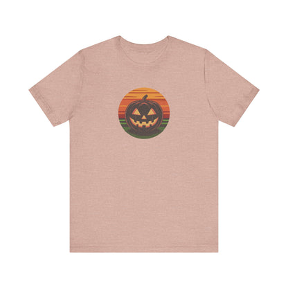 Retro Jack: Glowing Classic — Halloween Sunset Tee (Light)