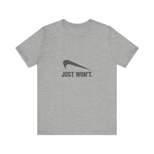 Just Won’t Athletic Parody — Retro Workout Tee (Light)