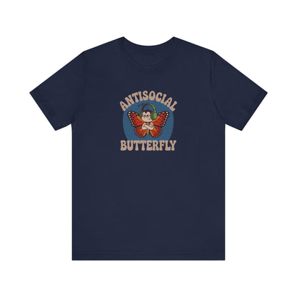 Antisocial Butterfly (Male) — Retro Workout Tee (Dark)