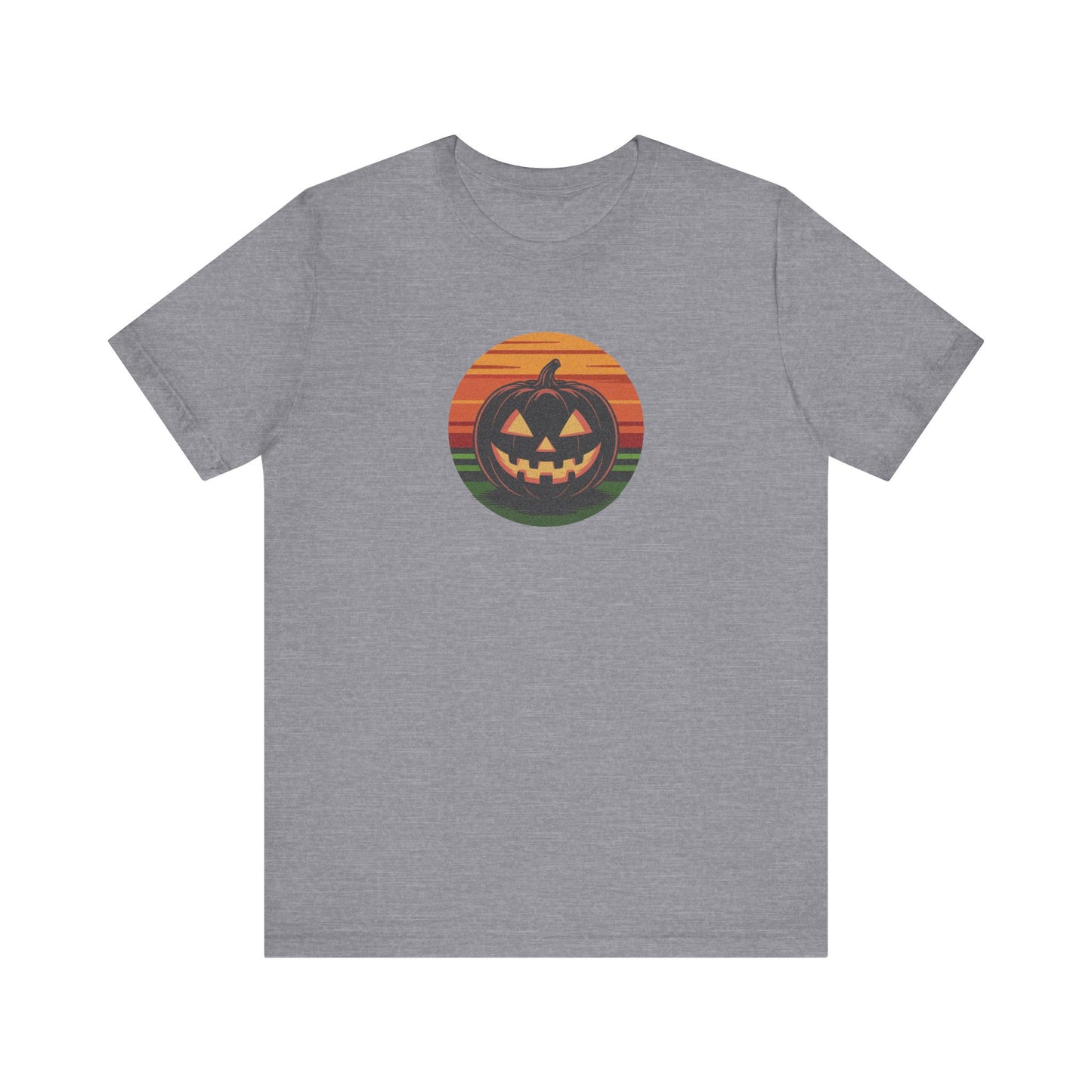 Retro Jack: Glowing Classic — Halloween Sunset Tee (Light)