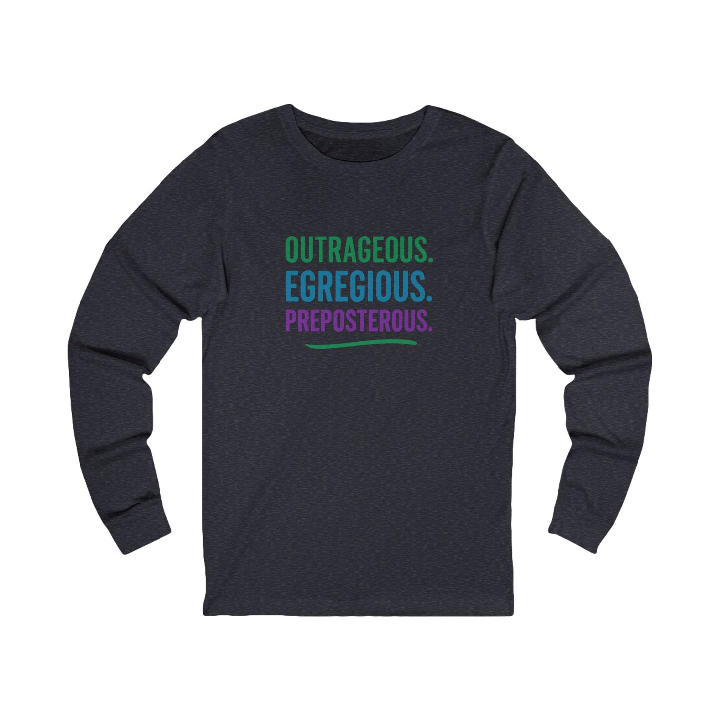 Outrageous Egregious Preposterous (Cool Gradient) — Seinfeld Retro Long Sleeve (Dark)