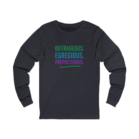 Outrageous Egregious Preposterous (Cool Gradient) — Seinfeld Retro Long Sleeve (Dark)