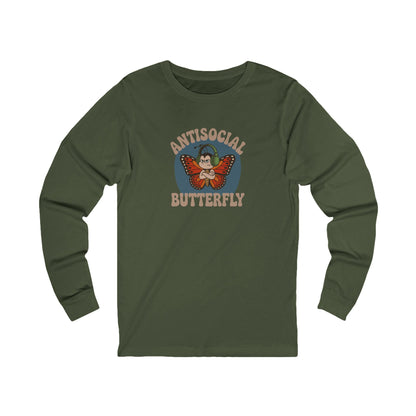 Antisocial Butterfly (Male) — Retro Workout Long Sleeve (Dark)