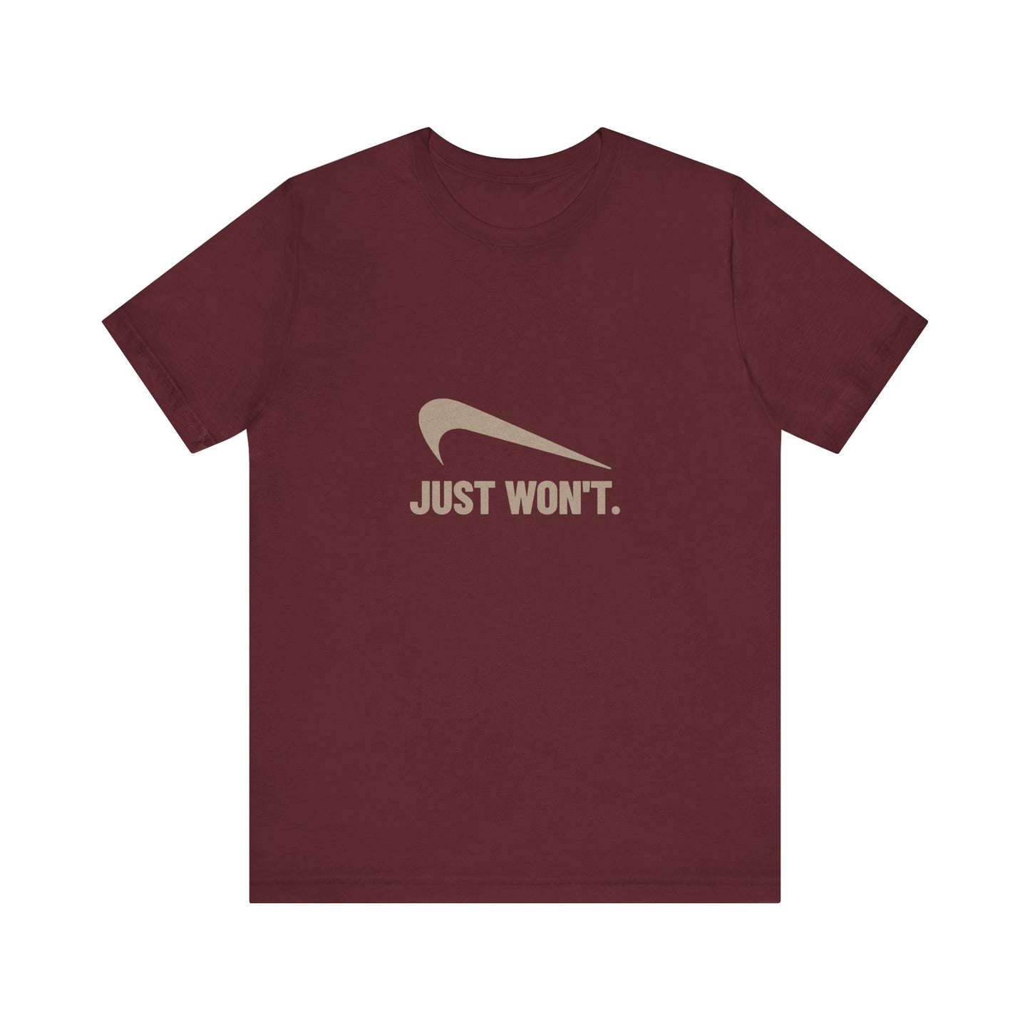 Just Won’t Athletic Parody — Retro Workout Tee (Dark)
