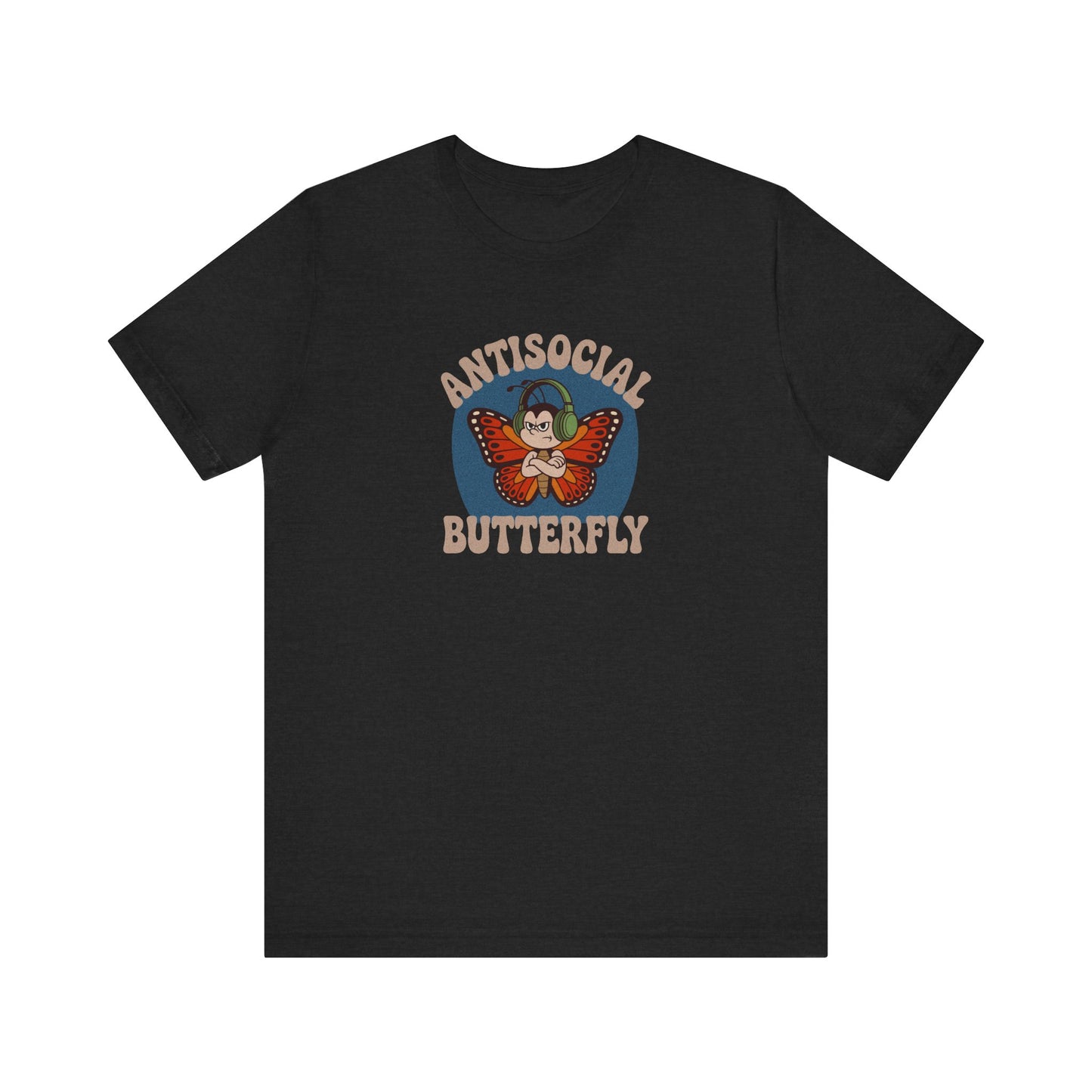 Antisocial Butterfly (Male) — Retro Workout Tee (Dark)