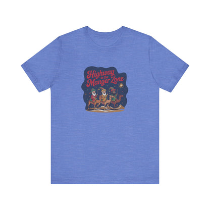 Highway to the Manger Zone — Top Gun-Inspired Christmas Retro Tee (Light)