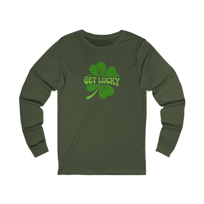 I’m Up All Night to Get Lucky — St. Patrick's Retro Long Sleeve (Dark)