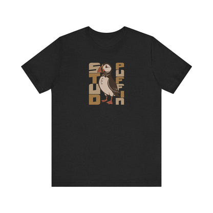 Stud Puffin, Licensed to Chill – Spy-Bird Retro Tee (Dark)